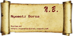 Nyemetz Borsa névjegykártya